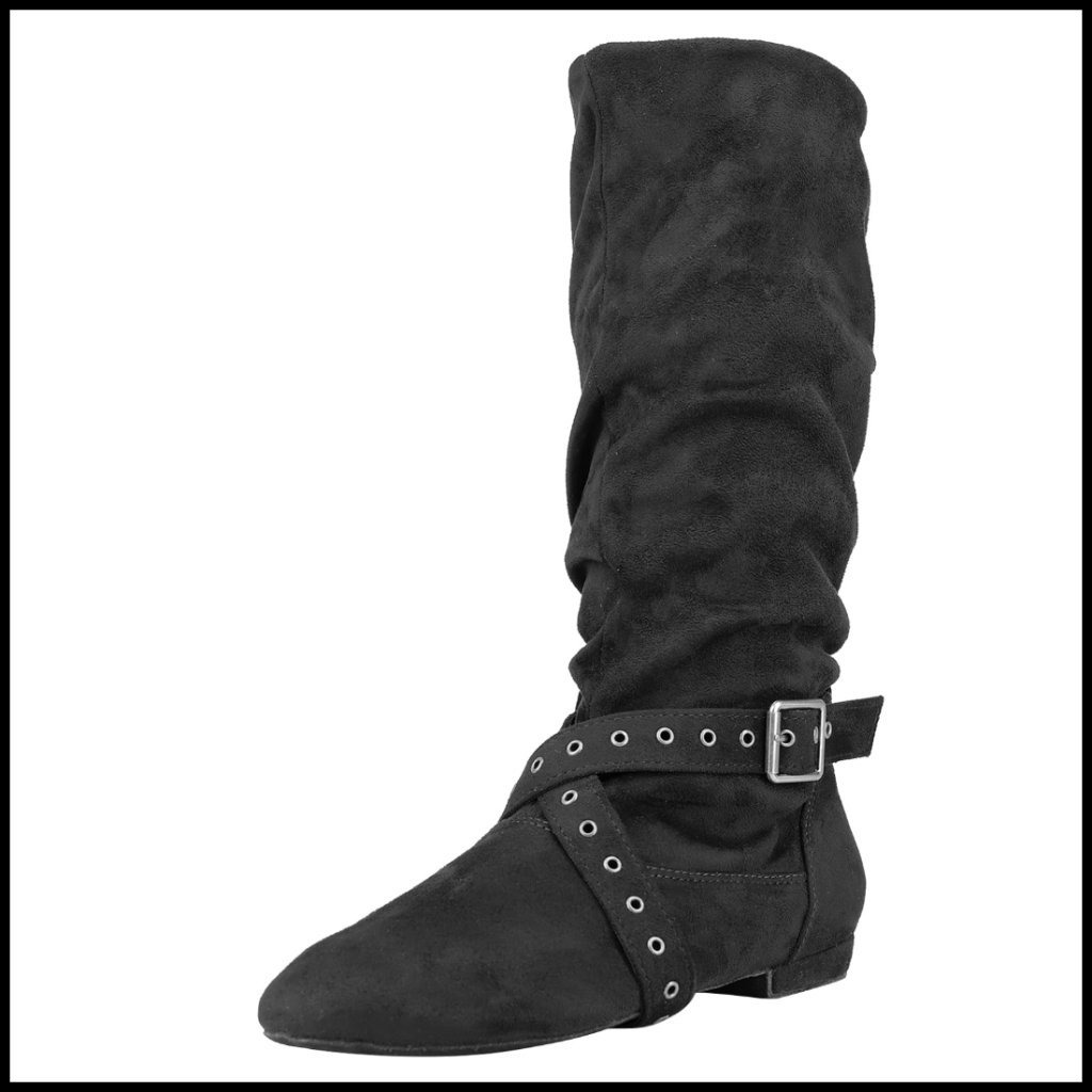 Latin Dance Boots Suede Sole Wedge Heel Zipper Closure Professional Performance